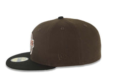 Load image into Gallery viewer, San Diego Padres New Era MLB 59FIFTY 5950 Fitted Cap Hat Brown Crown Black Visor Dark Orange/Brown Baseball Club Logo Batterman Batty Side Patch Green UV
