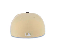 Load image into Gallery viewer, San Diego Padres New Era MLB 59FIFTY 5950 Fitted Cap Hat Vegas Gold Crown Dark Brown Visor White/Metallic Gold Script Logo 25th Anniversary Side Patch
