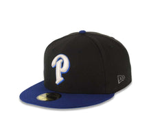 Load image into Gallery viewer, San Diego Padres New Era MLB 59FIFTY 5950 Fitted Cap Hat Black Crown Dark Royal Blue Visor Glow White/Metallic Silver 25th Anniversary Side Patch
