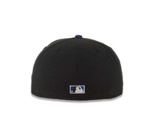 Load image into Gallery viewer, San Diego Padres New Era MLB 59FIFTY 5950 Fitted Cap Hat Black Crown Dark Royal Blue Visor Glow White/Metallic Silver 25th Anniversary Side Patch
