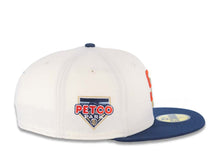 Load image into Gallery viewer, San Diego Padres New Era MLB 59FIFTY 5950 Fitted Cap Hat Cream Crown Navy Blue Visor Red/Gold Logo Petco Park Side Patch Gray UV
