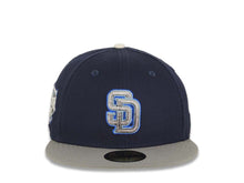 Load image into Gallery viewer, San Diego Padres New Era MLB 59FIFTY 5950 Fitted Cap Hat Navy Blue Crown Gray Visor Metallic Black/Blue Logo 2016 All-Star Game Side Patch Cream UV
