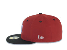 Load image into Gallery viewer, Milwaukee Brewers New Era MLB 59FIFTY 5950 Fitted Cap Hat Red Crown Black Visor Metallic Aluminum/Light Purple Logo 25th Silver Anniversary Side Patch Gray UV
