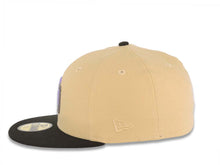 Load image into Gallery viewer, San Diego Padres New Era MLB 59FIFTY 5950 Fitted Cap Hat Vegas Gold Crown Black Visor Purple/Metallic Black Logo 40th Anniversary Side Patch Sky Blue
