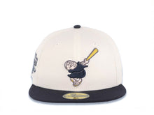 Load image into Gallery viewer, San Diego Padres New Era MLB 59FIFTY 5950 Fitted Cap Hat Cream Crown Navy Blue Visor Navy Swinging Friar Logo Jackie Robinson 50th Anniversary Side Patch
