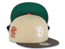 Load image into Gallery viewer, San Diego Padres New Era MLB 9FIFTY 950 Snapback Cap Hat Vegas Gold Crown Brown Visor White Logo 25th Anniversary Side Patch Green UV
