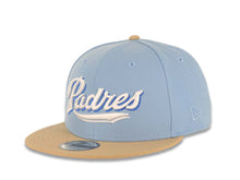 Load image into Gallery viewer, San Diego Padres New Era MLB 9FIFTY 950 Snapback Cap Hat Sky Blue Crown Khaki Visor Blue/White Script Logo 40th Anniversary Side Patch Pink UV
