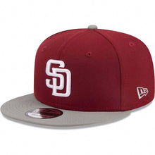 Load image into Gallery viewer, (Youth) San Diego Padres New Era MLB 9FIFTY 950 Kid Snapback Cap Hat Cardinal Crown Gray Visor White Logo (2-Tone Color Pack)
