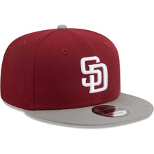 Load image into Gallery viewer, (Youth) San Diego Padres New Era MLB 9FIFTY 950 Kid Snapback Cap Hat Cardinal Crown Gray Visor White Logo (2-Tone Color Pack)
