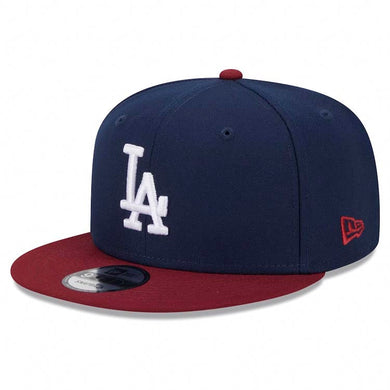 Los Angeles Dodgers New Era MLB 9FIFTY 950 Snapback Cap Hat Navy Blue Crown Cardinal Visor White Logo (2-Tone Color Pack)