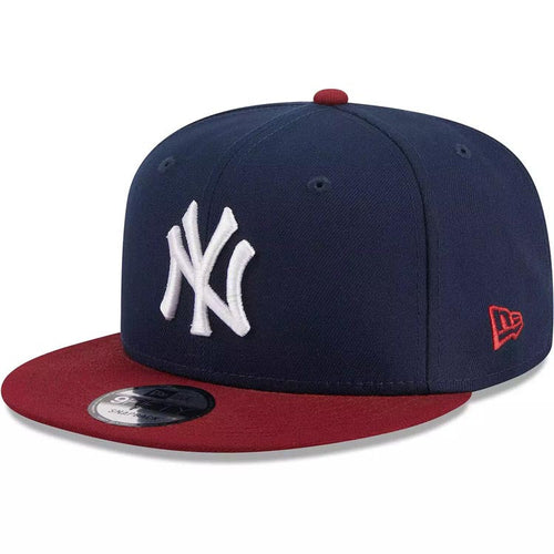 New York Yankees New Era MLB 9FIFTY 950 Snapback Cap Hat Navy Blue Crown Cardinal Visor White Logo (2-Tone Color Pack)