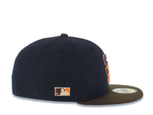 Load image into Gallery viewer, San Diego Padres New Era MLB 59FIFTY 5950 Fitted Cap Hat Navy Blue Crown Brown Visor Brown/Orange Logo Batterman Batty Side Patch Gray UV
