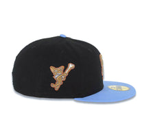 Load image into Gallery viewer, San Diego Padres New Era MLB 59FIFTY 5950 Fitted Cap Hat Black Crown Sky Blue Visor Metallic Brown/Blue Logo El Paso Chihuahua Side Patch
