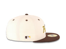 Load image into Gallery viewer, San Diego Padres New Era MLB 59FIFTY 5950 Fitted Cap Hat Cream Crown Brown Visor Brrown/Yellow Script/Text Logo Batterman Batty Side Patch Green UV
