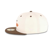 Load image into Gallery viewer, San Diego Padres New Era MLB 59FIFTY 5950 Fitted Cap Hat Cream Crown Light Brown Visor Brown/Orange Script/Text Logo Batterman Batty Side Patch
