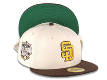 Load image into Gallery viewer, San Diego Padres New Era MLB 59FIFTY 5950 Fitted Cap Hat Cream Crown Dark Brown Visor Yellow/Dark Brown Logo 2016 All-Star Game Side Patch Green UV
