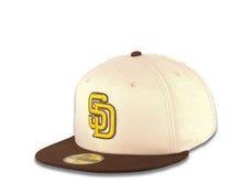 Load image into Gallery viewer, San Diego Padres New Era MLB 59FIFTY 5950 Fitted Cap Hat Cream Crown Dark Brown Visor Yellow/Dark Brown Logo 2016 All-Star Game Side Patch Green UV
