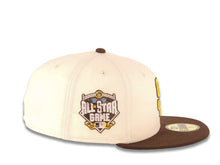 Load image into Gallery viewer, San Diego Padres New Era MLB 59FIFTY 5950 Fitted Cap Hat Cream Crown Dark Brown Visor Yellow/Dark Brown Logo 2016 All-Star Game Side Patch Green UV
