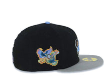 Load image into Gallery viewer, San Diego Padres New Era MLB 59FIFTY 5950 Fitted Cap Hat Black Crown Gray Visor Sky Blue Swinging Friar Logo Stadium Side Patch Sky Blue UV
