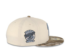 Load image into Gallery viewer, San Diego Padres New Era MLB 59FIFTY 5950 Fitted Cap Hat Cream Crown Real Tree Edge Camo Visor Sky Blue/Black P Logo 25th Anniversary Side Patch
