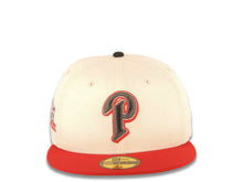 Load image into Gallery viewer, San Diego Padres New Era MLB 59FIFTY 5950 Fitted Cap Hat Cream Crown Red Visor Metallic Dark Gray/Red Logo Petco Park Side Patch Gray UV
