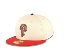 Load image into Gallery viewer, San Diego Padres New Era MLB 59FIFTY 5950 Fitted Cap Hat Cream Crown Red Visor Metallic Dark Gray/Red Logo Petco Park Side Patch Gray UV
