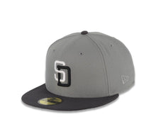 Load image into Gallery viewer, San Diego Padres New Era MLB 59FIFTY 5950 Fitted Cap Hat Gray Crown Dark Gray Visor White/Black Logo 40th Anniversary Side Patch Gray UV
