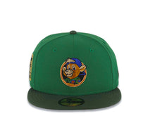 Load image into Gallery viewer, Chicago Cubs New Era MLB 59FIFTY 5950 Fitted Cap Hat Green Crown Green Visor Metallic Brown/Blue/Green Logo Be Alert For Foul Balls Side Patch
