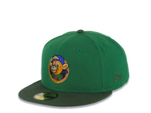 Load image into Gallery viewer, Chicago Cubs New Era MLB 59FIFTY 5950 Fitted Cap Hat Green Crown Green Visor Metallic Brown/Blue/Green Logo Be Alert For Foul Balls Side Patch
