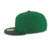 Load image into Gallery viewer, Chicago Cubs New Era MLB 59FIFTY 5950 Fitted Cap Hat Green Crown Green Visor Metallic Brown/Blue/Green Logo Be Alert For Foul Balls Side Patch
