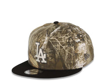 Load image into Gallery viewer, Los Angeles Dodgers New Era MLB 9FIFTY 950 Snapback Cap Hat Real Tree Edge Crown Black Visor Glow White/Metallic Black Logo 50th Anniversary SidePatch
