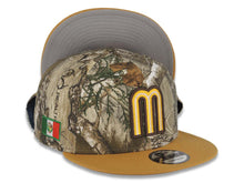 Load image into Gallery viewer, Mexico New Era WBC World Baseball Classic 9FIFTY 950 Snapback Cap Hat Real Tree Edge Camo Crown Tan Visor Yellow/Dark Brown/Cream Logo Gray UV
