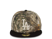 Load image into Gallery viewer, Los Angeles Dodgers New Era MLB 59FIFTY 5950 Fitted Cap Hat Real Tree Edge Camo Crown Black Visor Glow White Logo Batterman Batty Side Patch Gray UV
