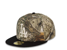 Load image into Gallery viewer, Los Angeles Dodgers New Era MLB 59FIFTY 5950 Fitted Cap Hat Real Tree Edge Camo Crown Black Visor Glow White Logo Batterman Batty Side Patch Gray UV
