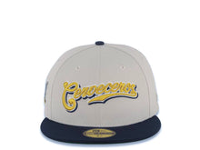 Load image into Gallery viewer, Milwaukee Brewers New Era MLB 59FIFTY 5950 Fitted Cap Hat Stone Crown Navy Blue Visor Metallic Gold Script/Text Logo M State Map Side Patch
