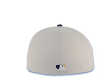 Load image into Gallery viewer, Milwaukee Brewers New Era MLB 59FIFTY 5950 Fitted Cap Hat Stone Crown Navy Blue Visor Metallic Gold Script/Text Logo M State Map Side Patch
