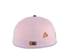Load image into Gallery viewer, San Diego Padres New Era MLB 59FIFTY 5950 Fitted Cap Hat Pink Crown Brown Visor Metallic Gold/Brown Logo with Rose Side Patch Gray UV
