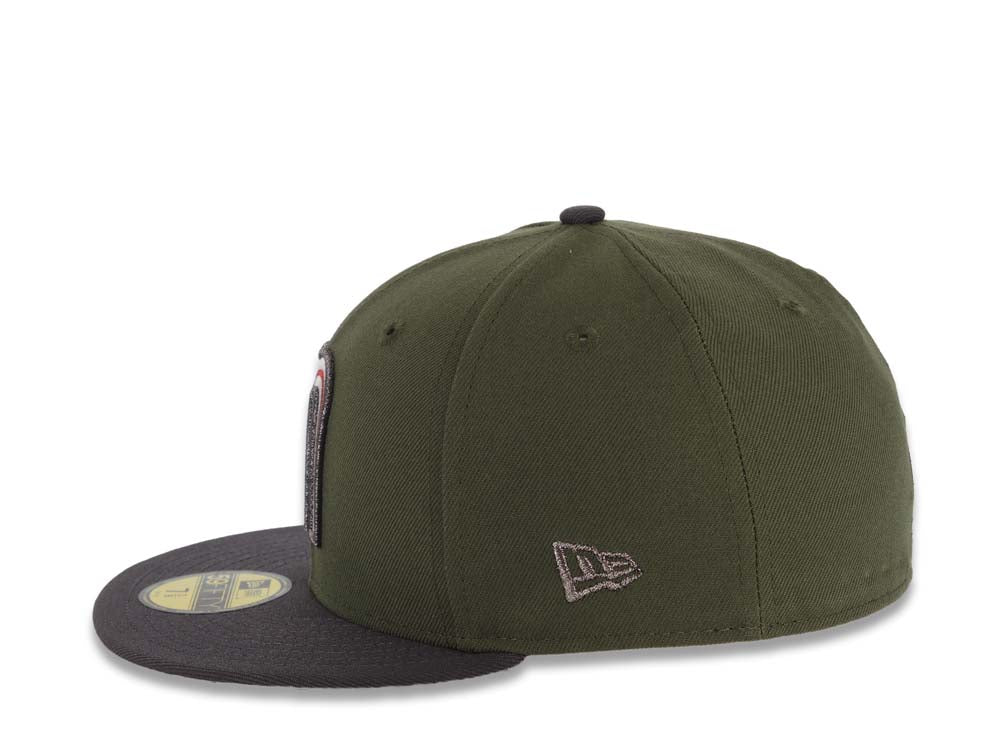 Mexico New Era WBC 59FIFTY 5950 Fitted Cap Hat Olive Green Crown