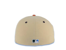 Load image into Gallery viewer, San Diego Padres New Era MLB 59FIFTY 5950 Fitted Cap Hat Vegas Gold Crown Dark Orange Visor Light Khaki/Orange Logo 1992 All-Star Game Side Patch
