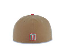 Load image into Gallery viewer, Mexico New Era WBC World Baseball Classic 59FIFTY 5950 Fitted Cap Hat Khaki Crown Red Visor White/Red/Green Logo Mexico Flag Side Patch Gray UV
