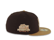 Load image into Gallery viewer, San Diego Padres New Era MLB 59FIFTY 5950 Fitted Cap Hat Brown Crown Wheat Visor Khaki/Metallic Brown Gradient Logo Petco Park Stadium Side Patch
