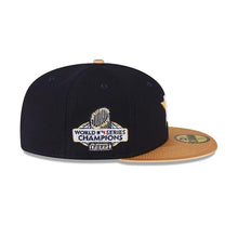 Load image into Gallery viewer, Houston Astros New Era MLB 59FIFTY 5950 Fitted Cap Hat Navy Blue Crown Gold Visor White/Metallic Gold Logo 2022 World Series Champions Side Patch

