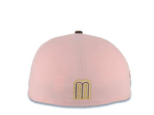 Load image into Gallery viewer, Mexico New Era WBC World Baseball Classic 59FIFTY 5950 Fitted Cap Hat Pink Crown Brown Visor White/Metallic Gold/Brown Logo Rose Side Patch Gray UV
