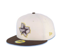 Load image into Gallery viewer, Houston Astros New Era MLB 59FIFTY 5950 Fitted Cap Hat Cream Crown Brown Visor Brown/Metallic Gold Logo Stadium Side Patch Gray UV
