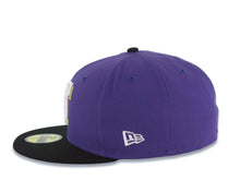 Load image into Gallery viewer, Texas Rangers New Era 59FIFTY 5950 Fitted Cap Hat Purple Crown Black Visor White/Metallic Gold Logo 1995 All-Star Game Side Patch Gray UV

