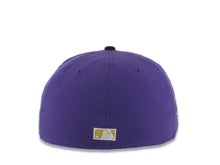 Load image into Gallery viewer, Texas Rangers New Era 59FIFTY 5950 Fitted Cap Hat Purple Crown Black Visor White/Metallic Gold Logo 1995 All-Star Game Side Patch Gray UV
