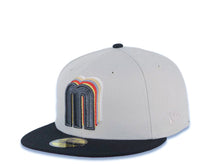 Load image into Gallery viewer, Mexico New Era WBC 59FIFTY 5950 Fitted Cap Hat Stone Crown Black Visor Metallic Black/Gold Staggered Logo Mexico Flag Side Patch Red UV

