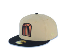 Load image into Gallery viewer, Mexico New Era WBC World Baseball Classic 59FIFTY 5950 Fitted Cap Hat Vegas Gold Crown Black Visor Metallic Brown/Black Logo Mexico Flag Side Patch Green UV
