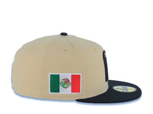 Load image into Gallery viewer, Mexico New Era WBC World Baseball Classic 59FIFTY 5950 Fitted Cap Hat Vegas Gold Crown Black Visor Metallic Brown/Black Logo Mexico Flag Side Patch Green UV

