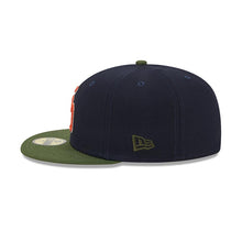 Load image into Gallery viewer, San Diego Padres New Era MLB 59FIFTY 5950 Fitted Life Style Sprouted Cap Hat Navy Blue Crown Olive Visor Red/White Logo 40th Anniversary Side Patch
